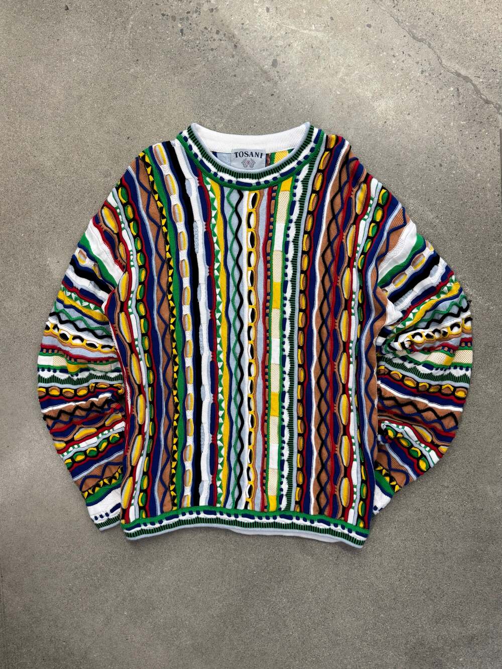Vintage 90s Tosani 3D Cable Knit Sweater - L